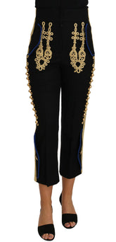 Dolce & Gabbana Military Embellished Pants Black Gold Dress Pant -   -  Dolce & Gabbana.